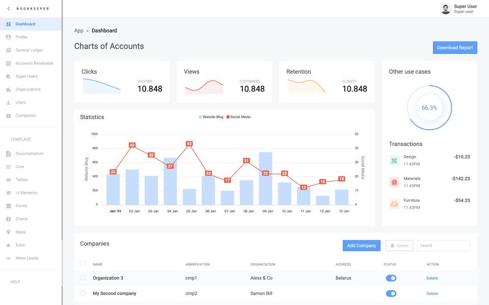 Bookkeeper React Accounting Template