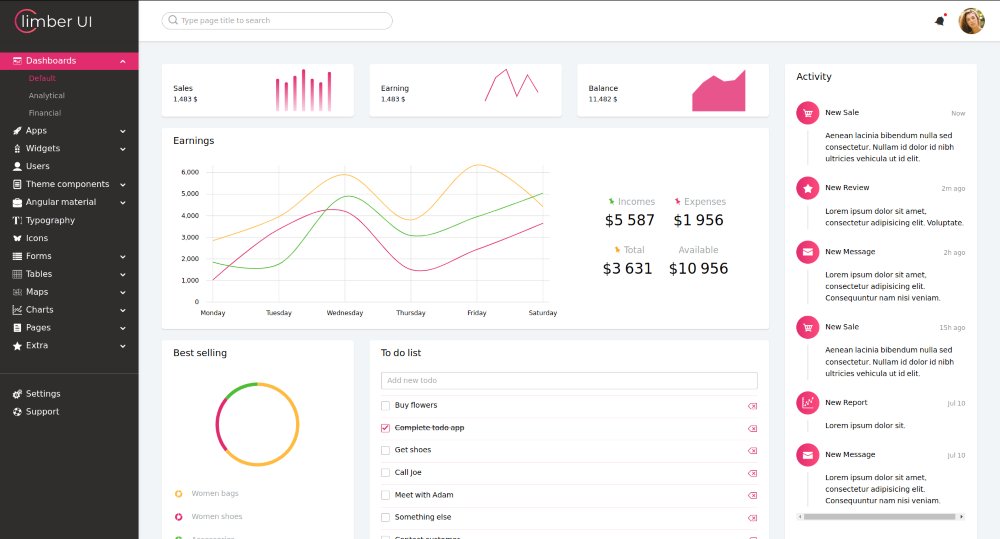 Climber UI Angular admin template UI Kit