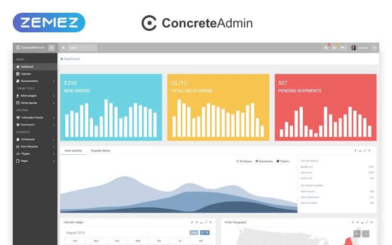 ConcreteAdmin Clean Dashboard Admin Template