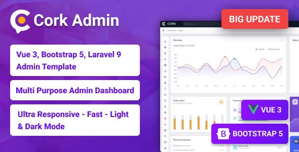 Cork Vue Three/Two, Bootstrap Five/Four & Laravel Admin Dashboard Template