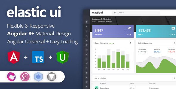 Elastic UI Angular Material Design & Redux Admin Template