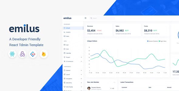 Emilus React Admin Template