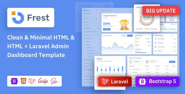 Frest Bootstrap HTML & Laravel Admin Dashboard Template