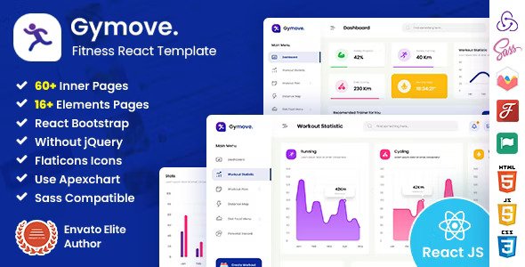 Gymove Fitness Admin Dashboard React Redux Template