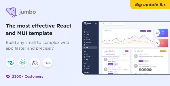 Jumbo React Admin Template with MaterialUI