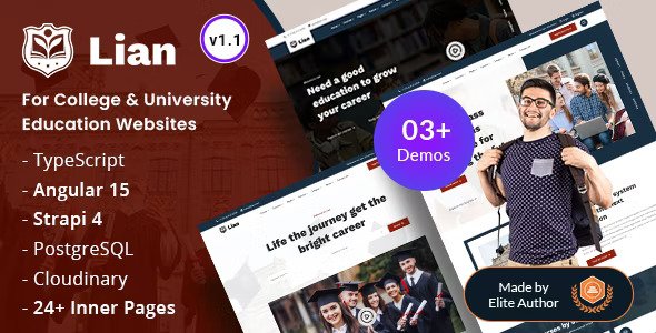 Lian University College Education Angular Theme Admin Dashboard