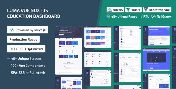 Luma Nuxt NuxtJS Vue Learning Management System Admin Template