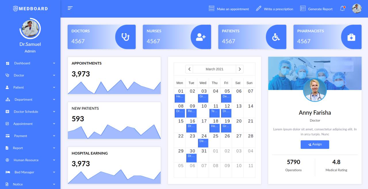 Medboard React Js Medical Admin Dashboard Template