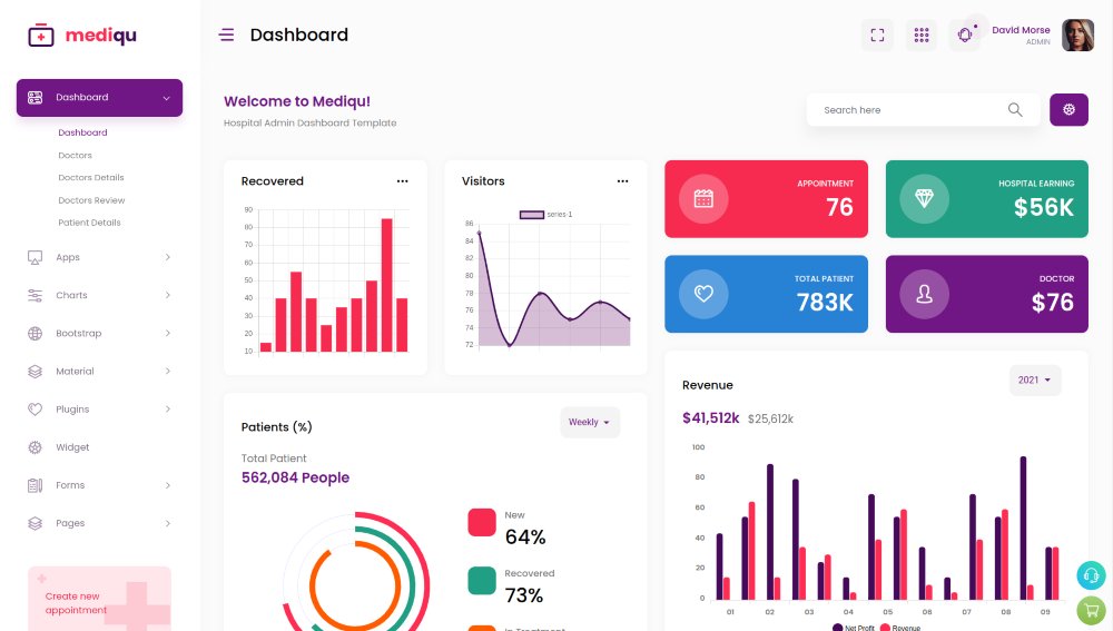 Mediqu Hospital Angular Admin Dashboard Template