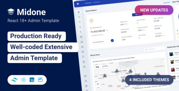 Midone React Admin Dashboard Template HTML Version