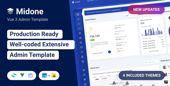 Midone Vuejs Admin Dashboard Template HTML Version