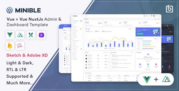 Minible Vue & Vue Nuxt Admin Dashboard Template