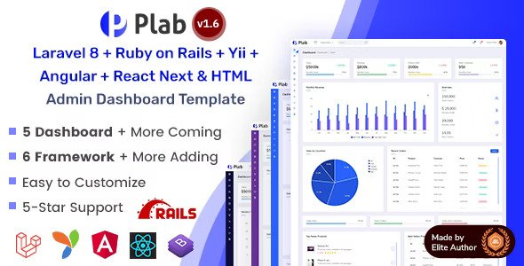 Plab MultiFramework Admin Dashboard Template