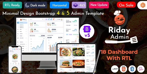 Riday Restaurant Bootstrap Admin Template Webapp