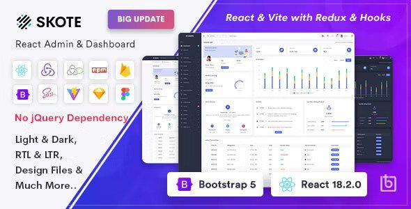 Skote React Admin & Dashboard Template Sketch