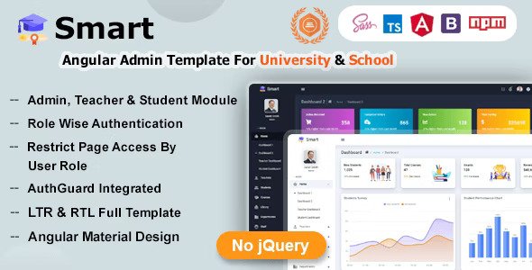 Smart Angular Admin Dashboard Template for University, School & Colleges