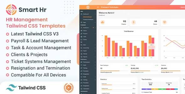 SmartHR HR Payroll Project & Employee Management Tailwind CSS Admin Dashboard Template