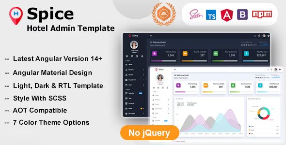 Spice Angular Hotel Admin Dashboard Template