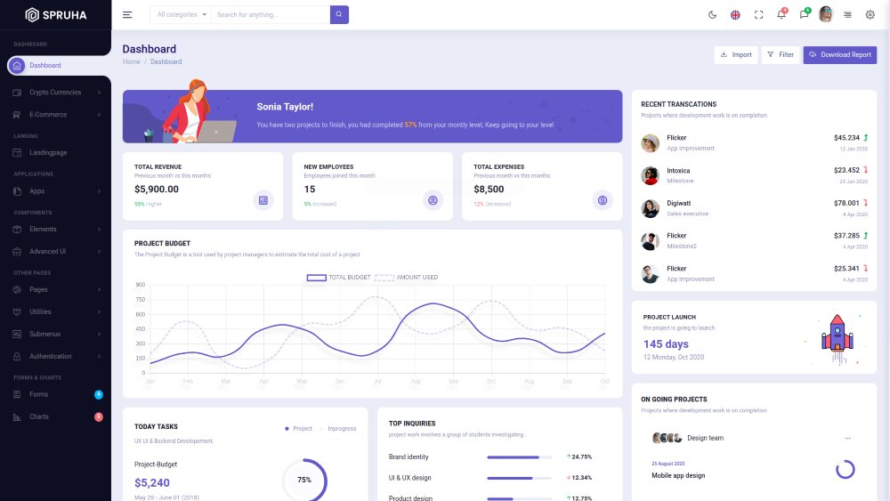 Spruha Angular Admin & Dashboard Template