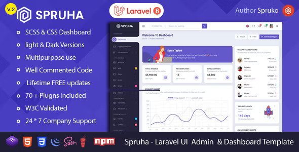 Spruha Laravel Admin & Dashboard Template