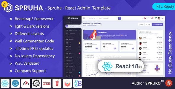 Spruha React Admin & Dashboard Template