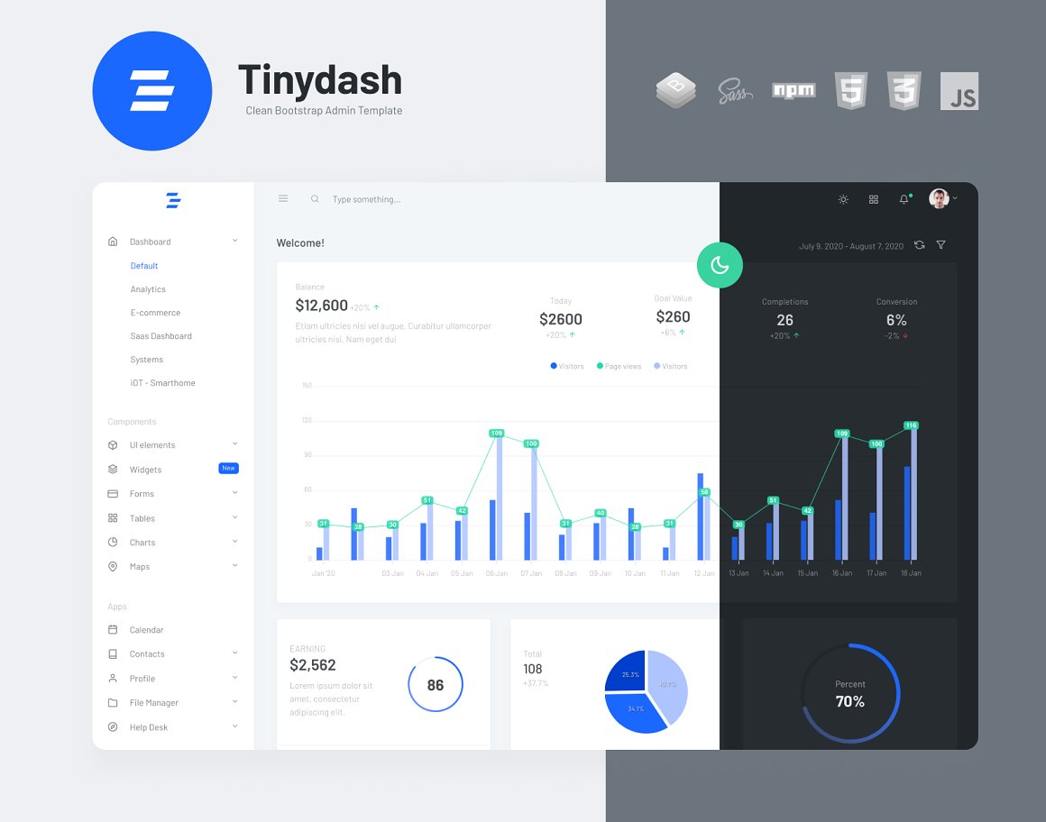 Tinydash Clean Bootstrap Admin Template