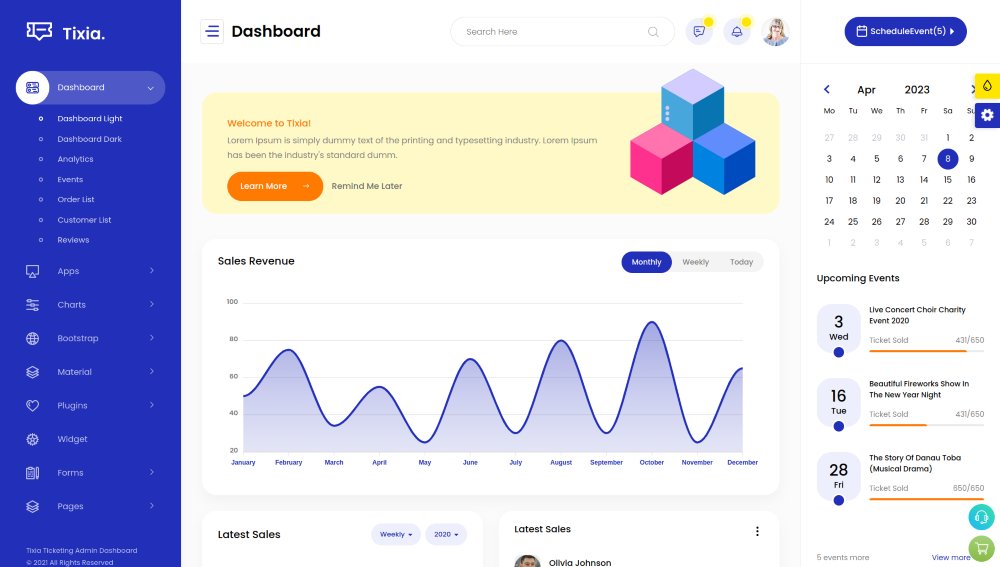 Tixia Angular Admin Dashboard Template