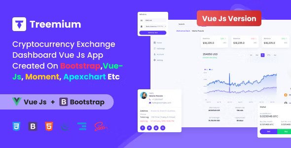 Treemium Cryptocurrency Exchange Dashboard VUE JS App