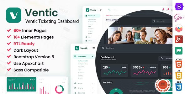 Ventic Event Ticketing Bootstrap Admin Template