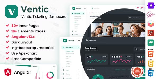 Ventic Ticketing Angular Admin Template & No jQuery