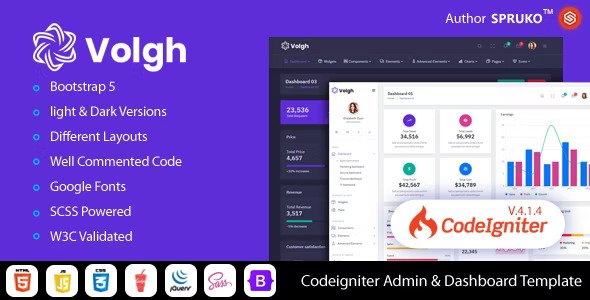 Volgh CodeIgniter Admin & Dashboard Template