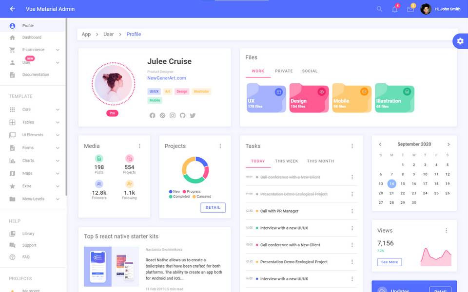 Vue Material Template Full