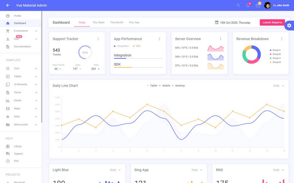 Vue Material Template NodeJS