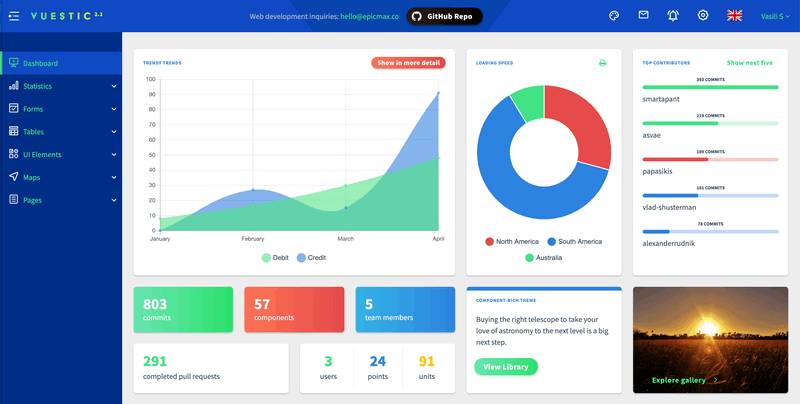 Vuestic Free Vue Admin Template