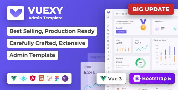 Vuexy Vuejs, React, Angular, HTML, Laravel & Asp.Net Admin Dashboard Template